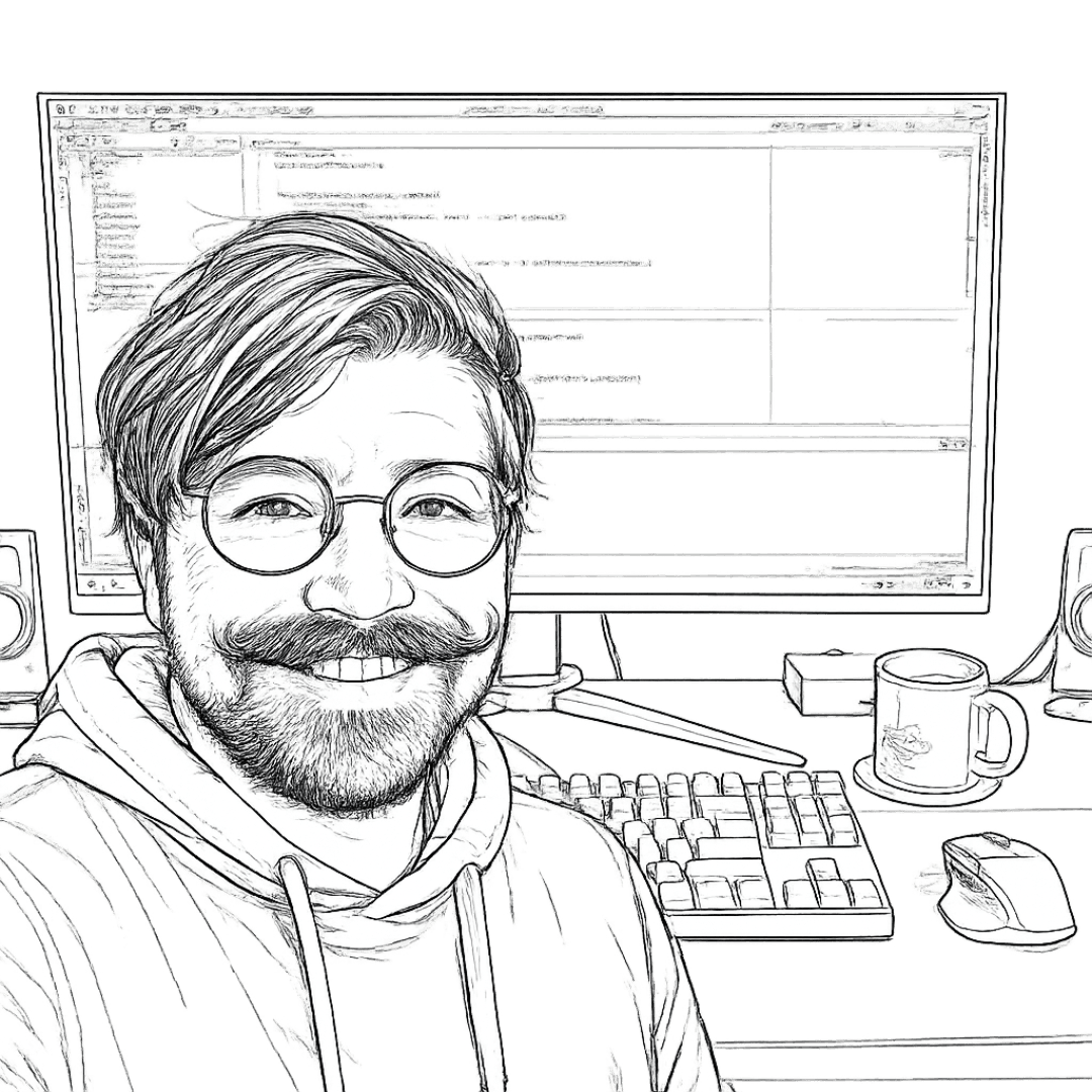 Jeremias Wilcke — Bleistiftzeichnung am Arbeitsplatz